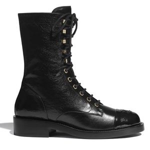Chanel interlocking CC leather combat  boot